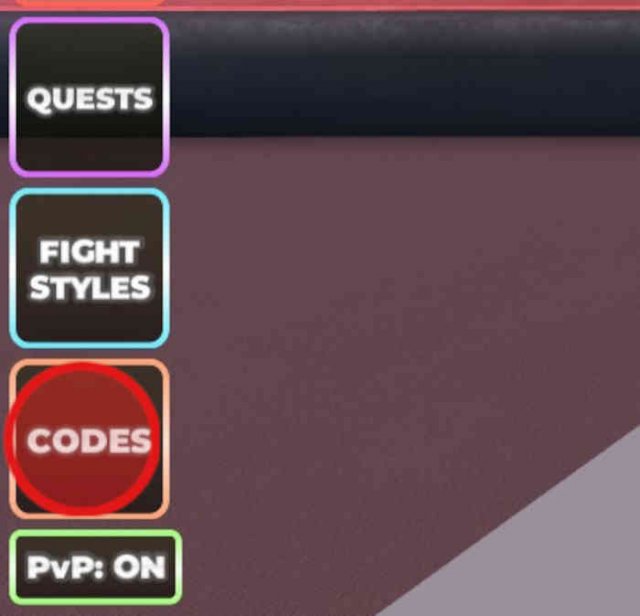 The codes button in Untitled Boxing Game