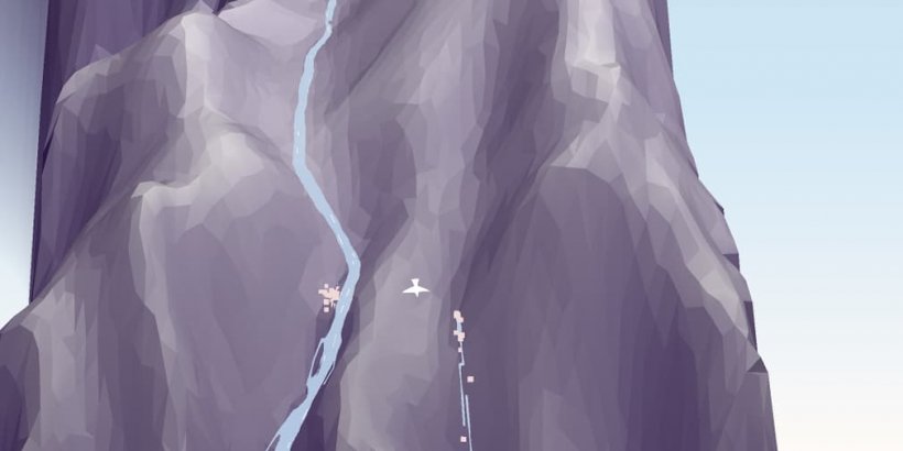 Water flowing down the mountain with a little white bird next to it