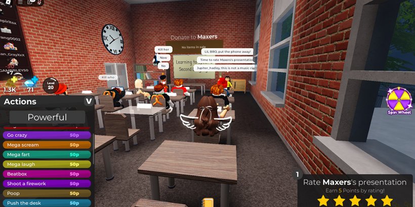 Sitting in the classroom in The Presentation Experience with menus open