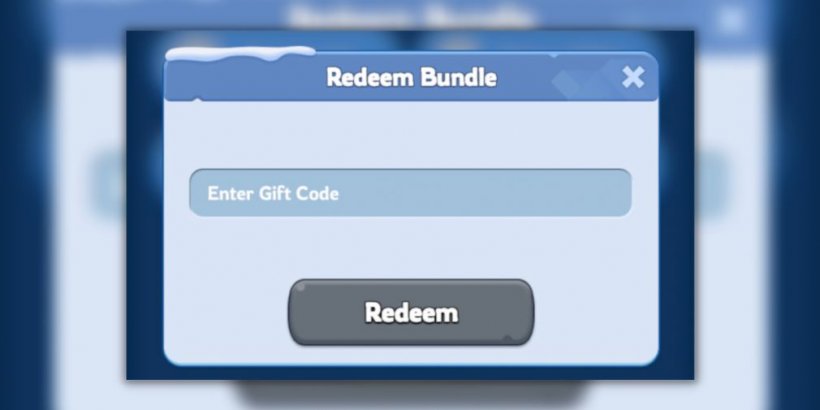 Window where you can enter gift codes in the game
